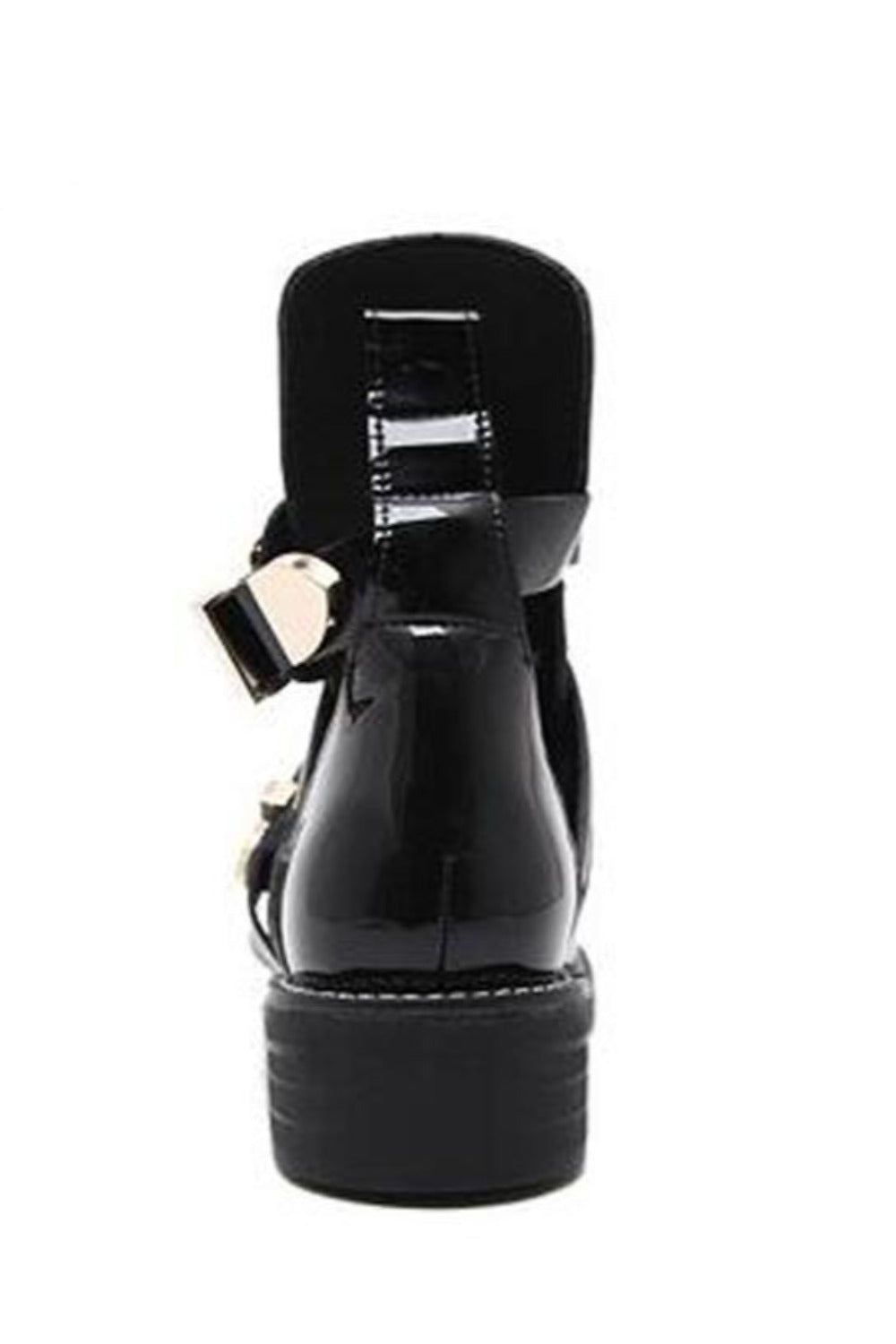 Cut Out Metal Buckle Strap Ankle Boots