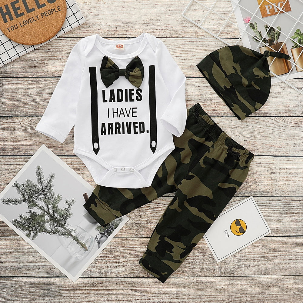 Cute 3PCS Set Newborn Baby Boy Clothes