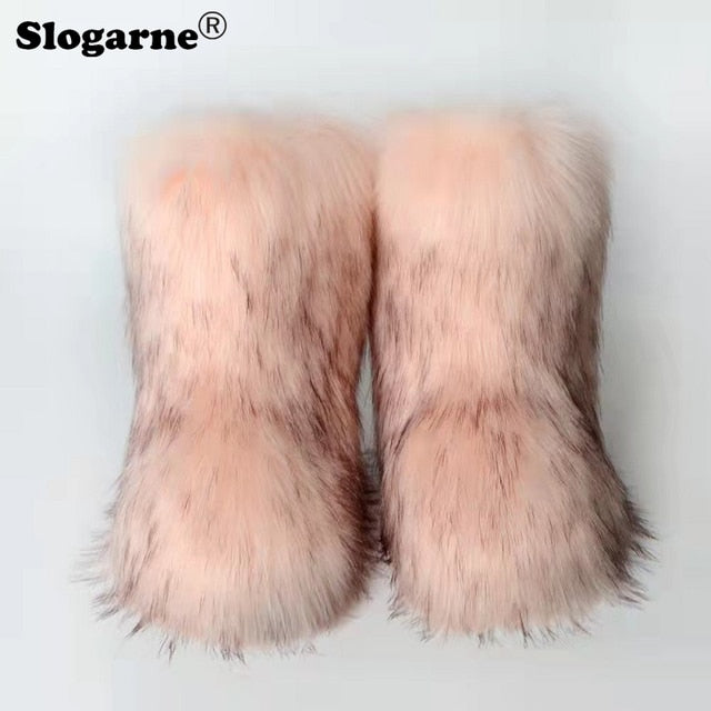 Fluffy Fox Fur Boots