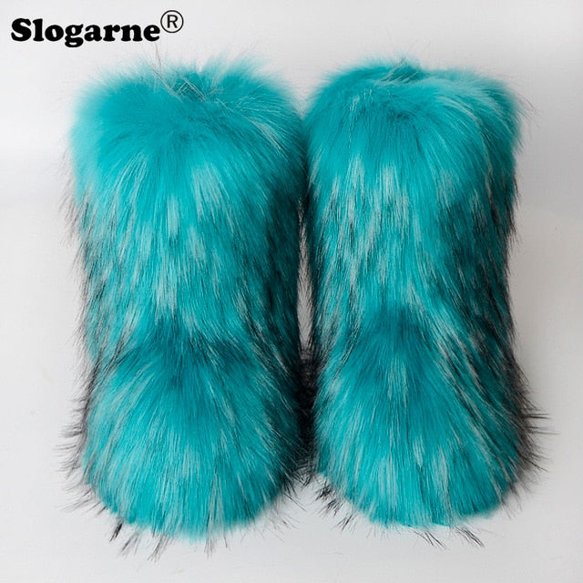 Fluffy Fox Fur Boots