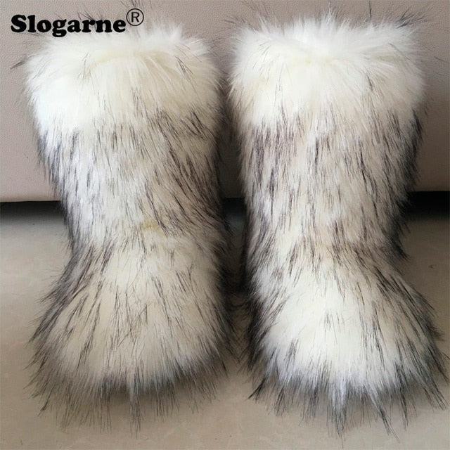 Fluffy Fox Fur Boots