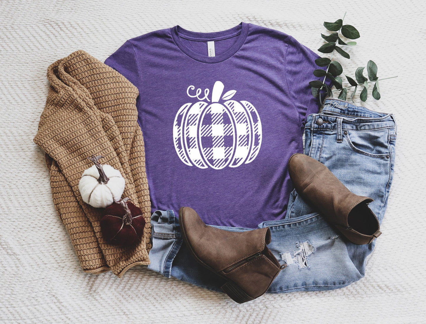 Fall Pumpkin Shirt, Plaid Pumpkin Shirt