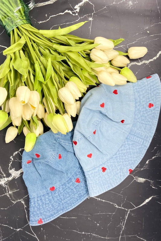 Tiny Heart Denim Bucket - Bachelorette Party Hats!