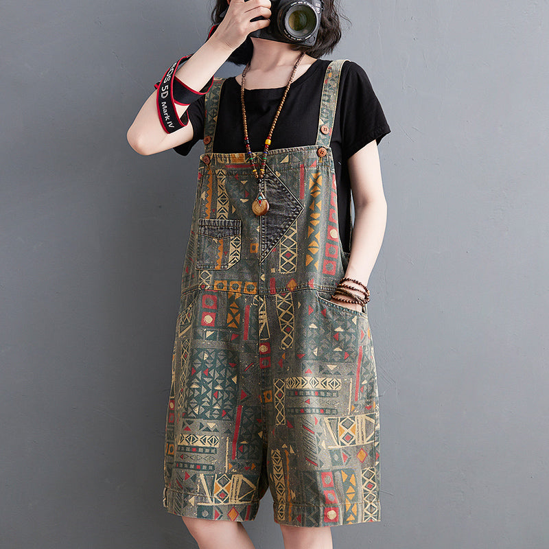 Retro Summer Shorts Jumpsuit