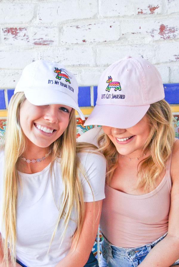 It's My Final Fiesta | Let's Get Smashed - Embroidered Bachelorette Party Dad Hats